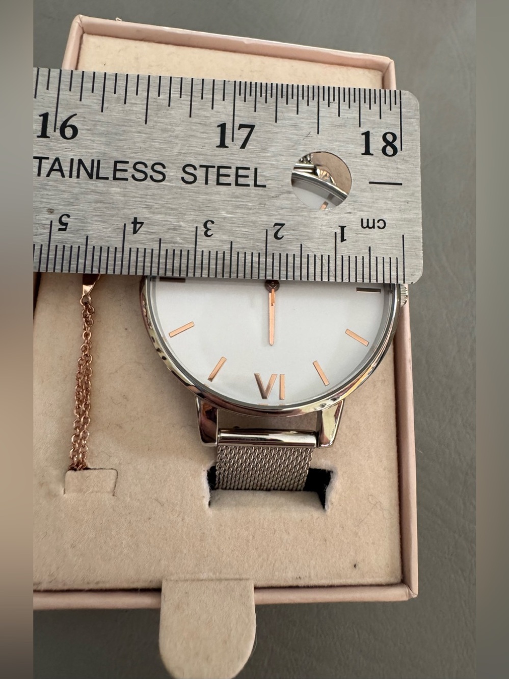 Olivia Burton Stainless Steel Mesh Watch & Rose Gold Bracelet Set - Picture 2 of 8